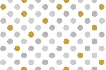 Pattern of gold and silver glitter polka dots on transparent background