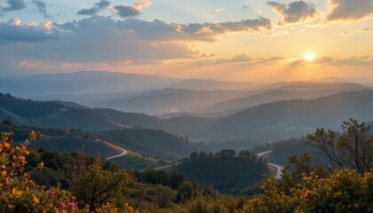 Obraz premium Mountain Landscape at Sunset