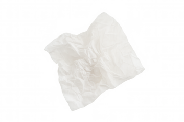 Crumpling white facial tissue, representing cold, flu, allergy symptoms, illness, and hygiene concepts, transparent background