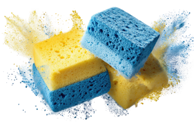 Colorful sponges in action