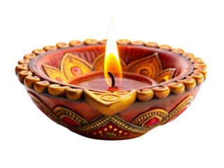 burning candle special for Diwali celebration isolated on white background. high definition quality And vibrant color grading Available.