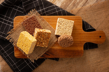 Alegrias. Typical Mexican candy made from amaranth seeds and honey or sugar, it is molded into...