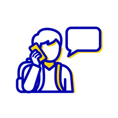 Icon of person talking on phone with green screen backdrop for communication concept