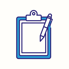 Streamlined digital checklist concept icon with a pen and clipboard, ideal for graphic design elements and placeholder visuals on a green screen setup