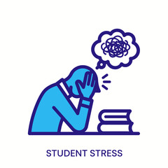 Green screen of academic pressure a student's mind whisked into a stressful swirl, symbolizing overwhelming thoughts and mental strain