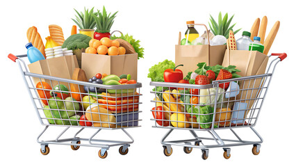 shopping cart full of groceries diet, apple, healthy, vegetables, supermarket, fruit, shopping, food, isolated, market, trolley, green, full, groceries, tomato, buy, white, vegetable, grocery, cart, b