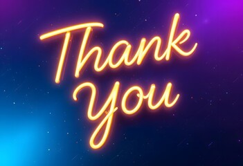 thank you neon glowing typography sign on dark abstract background vibrant futuristic message
