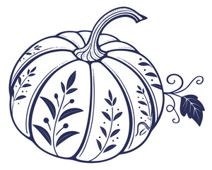 pumpkin with leaves isolated on white background. PNG Transparent file type with high definition quality And vibrant color grading Available.