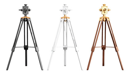 Three Elegant Tripods Featuring Distinct Colors and Unique Design Elements