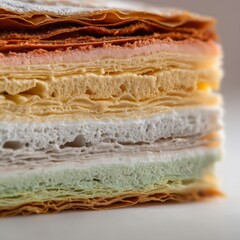 Detailed close-up showcasing the delicate layers of puff pastry.