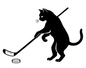 black cat with broom silhouette, sport, woman, cartoon, ice, blind, ball, player, dog, animal, silhouettes, walk, vector, black, people, hockey, art, nature, golf, 