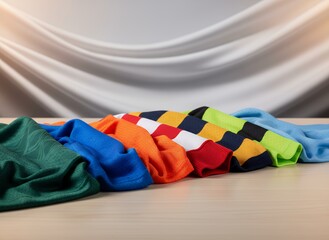 Athletic Apparel Assortment with Textured Fabric and Soft Lighting