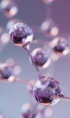 Abstract image of a mauve-toned molecular structure, with translucent spheres connected by slender stems, against a soft, blurred background