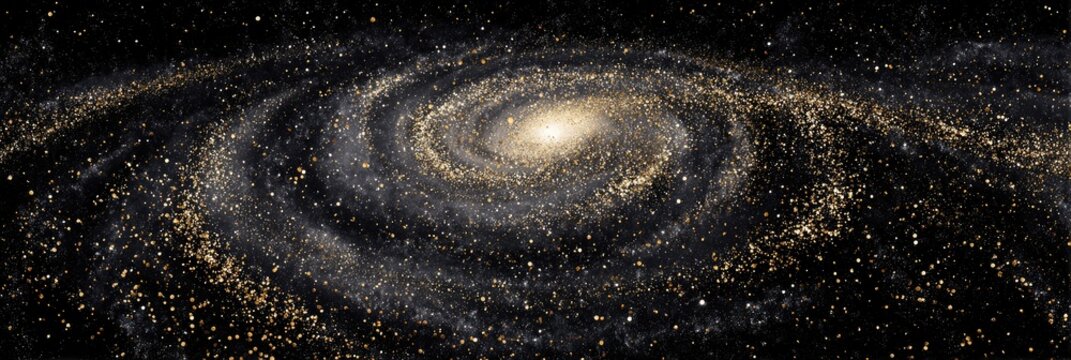 A spiral galaxy viewed from within, showing a bright central bulge surrounded by swirling arms of stars and dust against a dark background of space