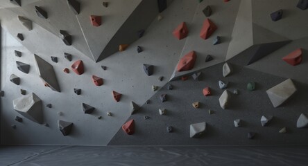 Climbing Wall Texture with Colorful Holds for Bouldering and Fitness Training
