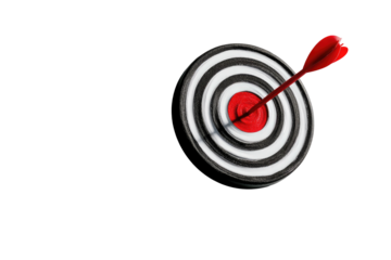 Red arrow hitting center of black and white target