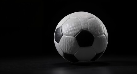 Close-up Studio Shot of a Classic Black and White Soccer Ball on a Dark Background