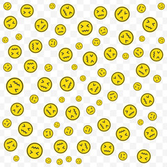 Whimsical yellow emoticon pattern for vibrant backgrounds, playful designs, and cheerful branding that brings a unique style to your projects