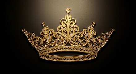 Golden decorative crown on dark background  