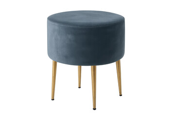 Blue velvet round ottoman with golden legs