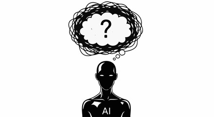 Artificial intelligence robot contemplating a complex question or problem