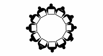 Diverse group in circle, sharing ideas and collaborating around empty space