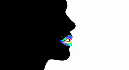 Vibrant rainbow light illuminates diverse lips, symbolizing expression and individuality