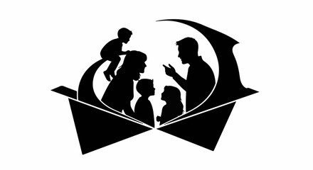 Family embracing each other in a warm, protective circle, symbolizing unity and love.