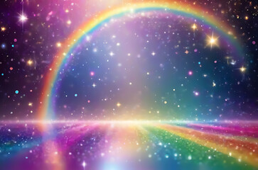 Rainbow in Space - Colorful Starry Sky Background