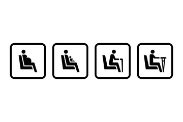 Seat priority in public transportation glyph icon. Seat priority sign.
