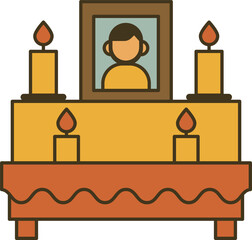 Day of the Dead altar with candles and portraits