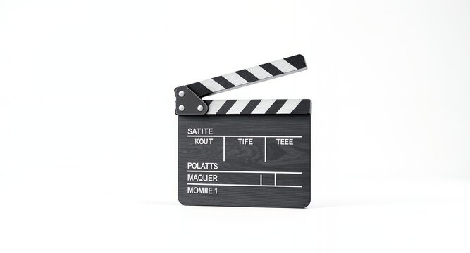 A Movie Clapperboard Ready for Action on a White Background