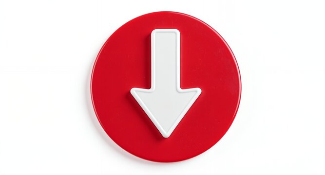 A red circular button with a white downward arrow icon