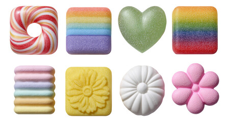 Obraz premium Colorful Collection of Isolated Candy Shapes on Transparent Background