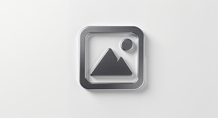 Abstract Metal Landscape Icon on White Background