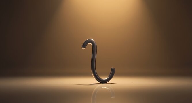 Abstract metal form in spotlight, subtle reflection, minimal composition