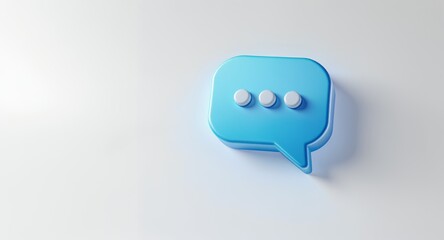 Blue Speech Bubble Icon with Three Dots Indicating Typing or Thought Process