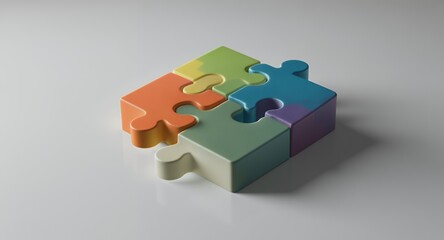 Colorful Interlocking Puzzle Pieces Forming a Geometric Shape