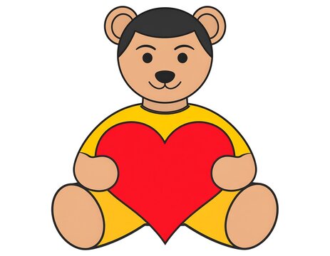 Cute teddy bear holding a heart