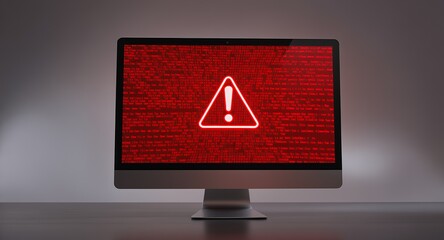 Computer screen displaying a critical error message with a warning symbol on red code