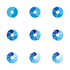 Set of circle pie charts. Financial analysis data 2,3,4,5,6,7,8,9,10 sections elements for business presentation, Vector Illustration