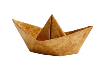 Folded paper boat, light brown