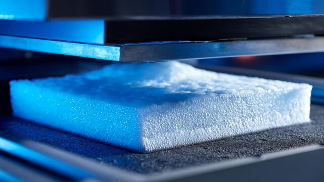 View of an automated foaminplace setup dispensing polyurethane foam demonstrating precision and protective cushioning in custom packaging solutions.
