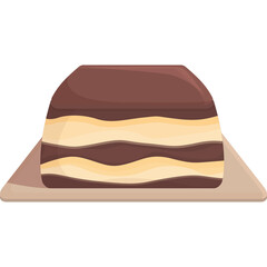 A Delicious Chocolate Layer Cake With Cream Filling Sitting On A Wooden Plate A Simple Dessert Illustration On A Transparent Background