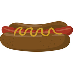 A Delicious Hot Dog with Mustard and Ketchup on a Translucent Background
