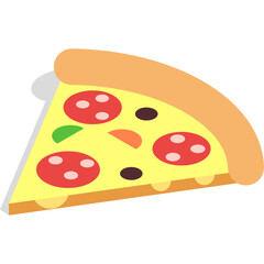 A Delicious Slice of Pepperoni Pizza with Olives and Peppers on a Transparent Background