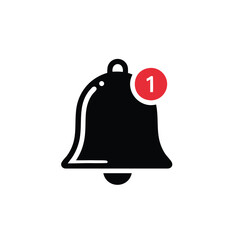 Black notification bell icon with a red circle and number one