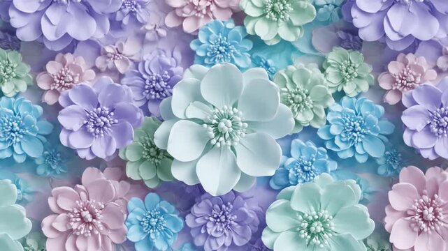 Seamlessly looping abstract floral pattern gently blooming and fading with soft pastel color transitions corporate, seamlessly, summer