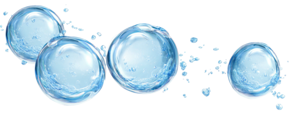 Light blue water bubbles in motion