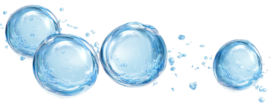 Light blue water bubbles in motion